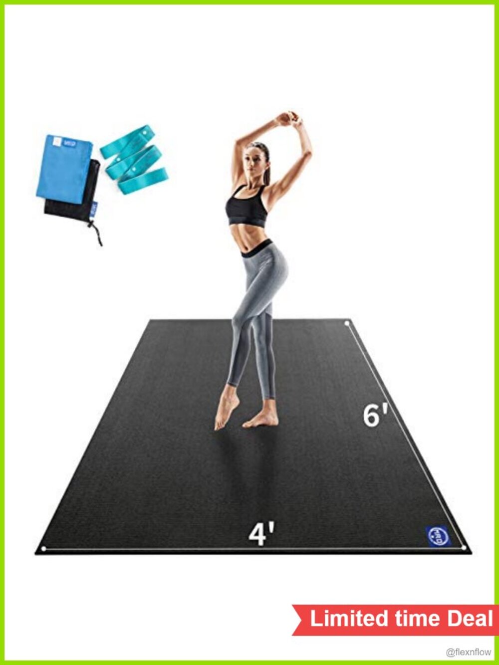 Extra Thick 9mm Yoga Mat Non-Slip Exercise Mat with Towel & Strap